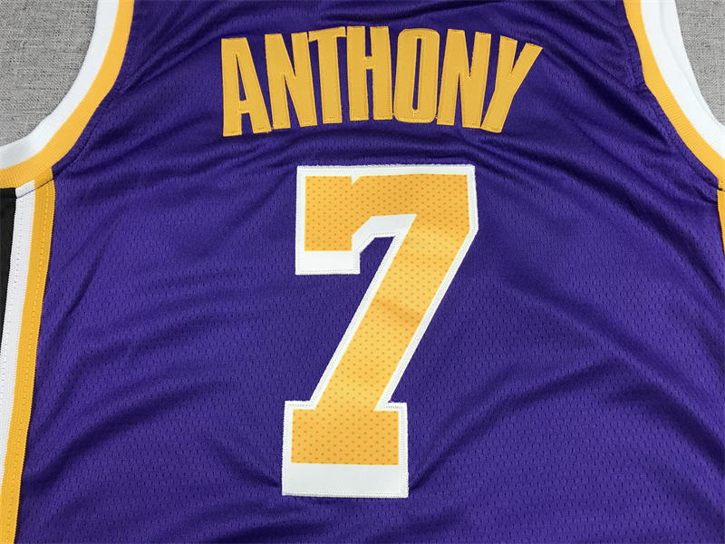 Men's Los Angeles Lakers Carmelo Anthony #7 Purple Fast Break Replica Jersey