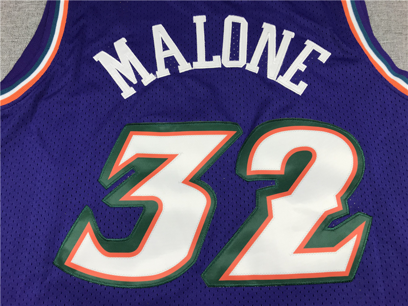 Men's Utah Jazz Karl Malone #32 Purple Hardwood Classics Throwback Team Jersey
