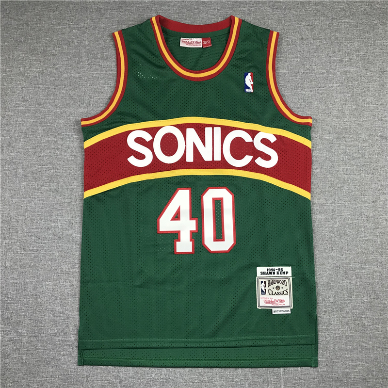 Men's Seattle Supersonics Shawn Kemp #40 Green Swingman Player Jersey