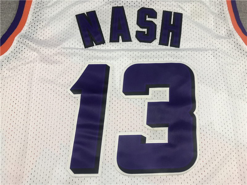 Men's Phoenix Suns Steve Nash #13 White 1996-97 Throwback Stitched Jersey