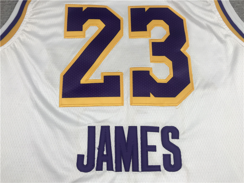 Men's Los Angeles Lakers LeBron James #23 NBA White Swingman Player Jersey