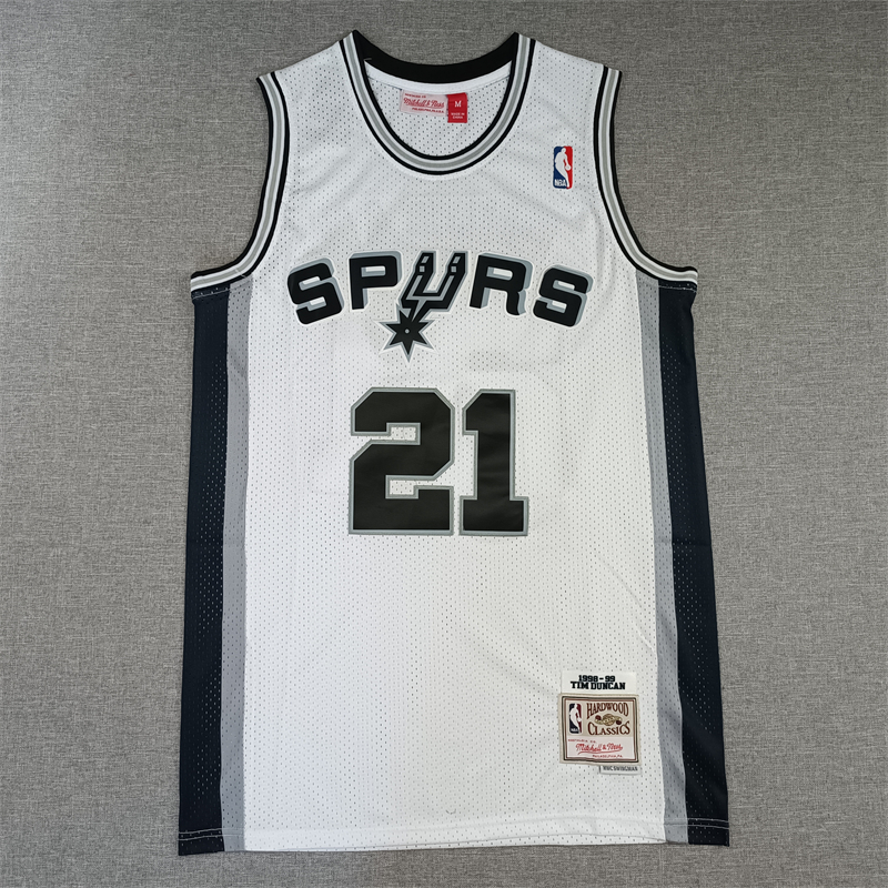 Men's San Antonio Spurs Tim Duncan White 1998-99 Classics Swingman Jersey