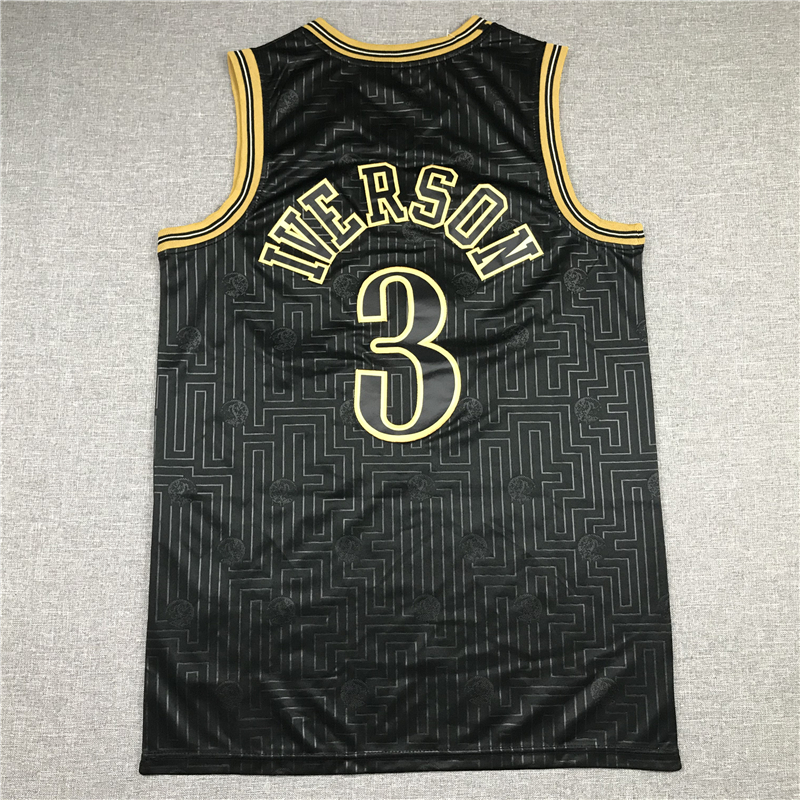 Men's Philadelphia 76ers Allen Iverson Black 2000-01 Hardwood Classics Jersey