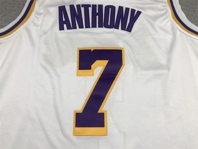 Men's Los Angeles Lakers Carmelo Anthony #7 White Fast Break Replica Jersey