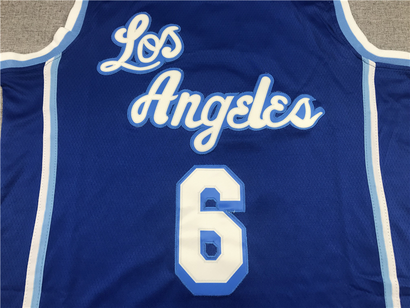 Men's Los Angeles Lakers LeBron James #6 Blue Hardwood Classic Swingman Jersey