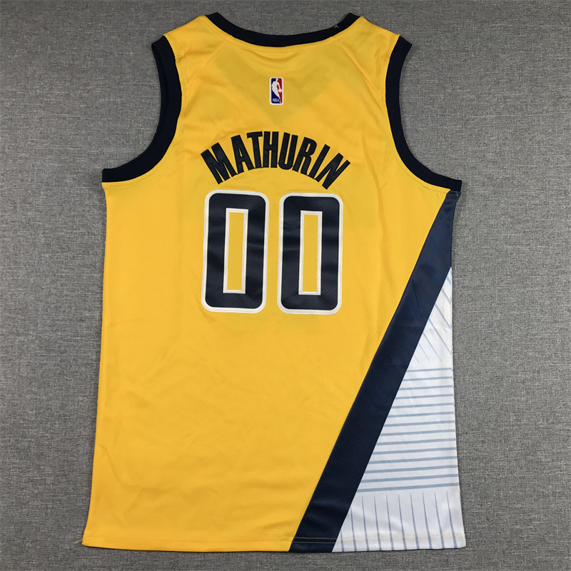 Men's Indiana Pacers Bennedict Mathurin #00 Yellow 2022/23 Swingman Jersey - Statement Edition