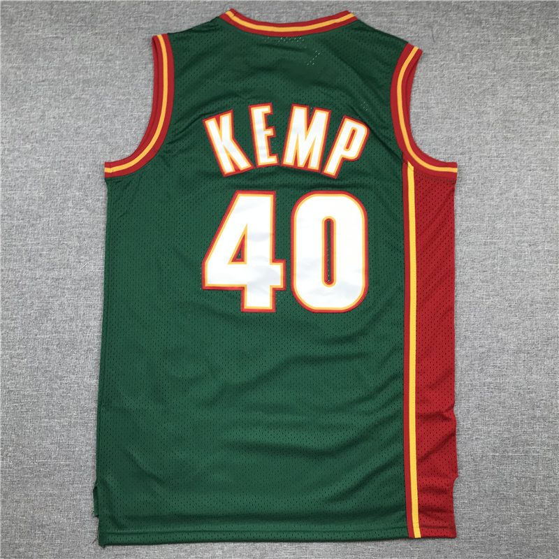 Men's Seattle Supersonics Shawn Kemp #40 Green Throwback Swingman Jersey