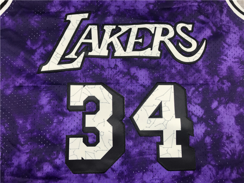 Men's Los Angeles Lakers Shaquille O'Neal #34 Purple Galaxy Swingman Jersey