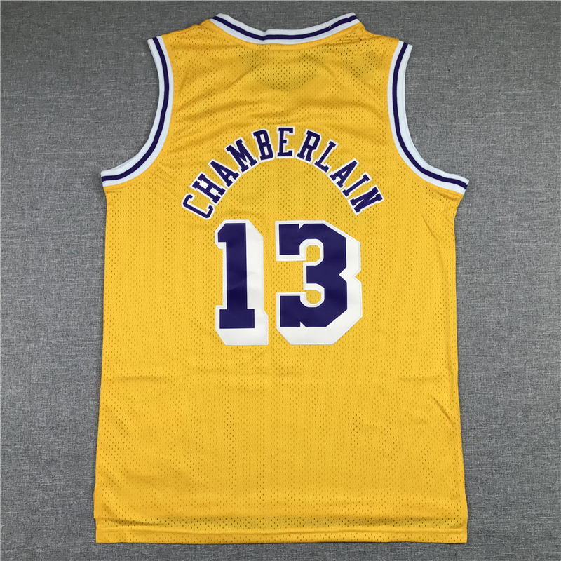 Men's Los Angeles Lakers Wilt Chamberlain #13 Yellow Classics Swingman Jersey
