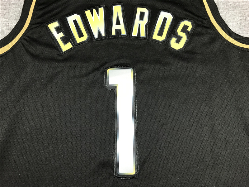Men's Minnesota Timberwolves Anthony Edwards #1 Black Swingman Jersey