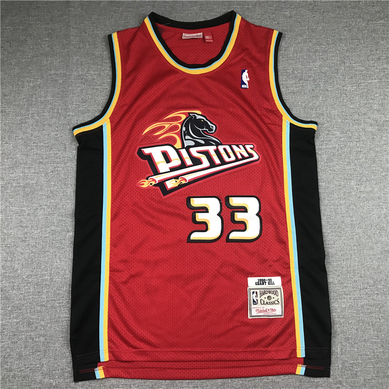 Men's Detroit Pistons Grant Hill 1998-99 Red Hardwood Classics Swingman Jersey
