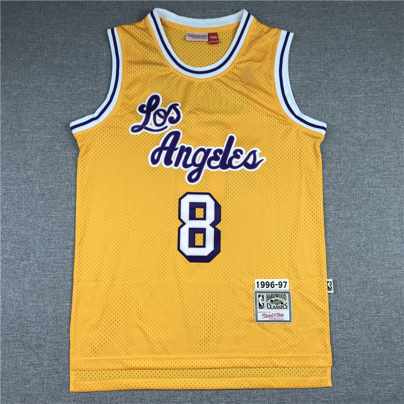 Men's Los Angeles Lakers Kobe Bryant Yellow 1996-97 Hardwood Classics Authentic Jersey