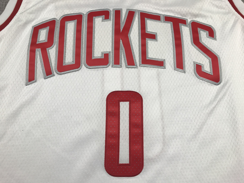 Men's Houston Rockets Russell Westbrook #0 White Classics Swingman Jersey