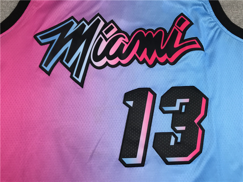 Men's Miami Heat Bam Adebayo Pink/Blue 2020/21 Swingman Jersey �C City Edition