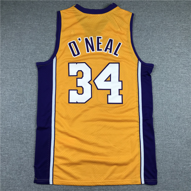 Men's Los Angeles Lakers Shaquille O'Neal #34 Yellow 1999-00 Classics Jersey