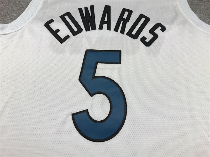 Men's Minnesota Timberwolves Anthony Edwards #5 White Swingman Jersey - Association Edition