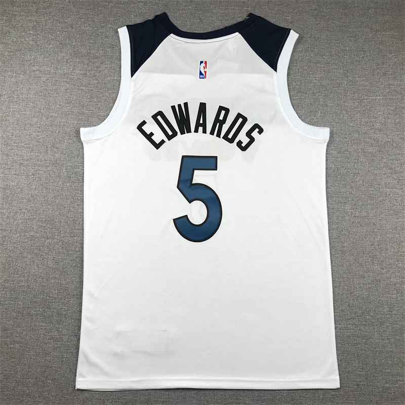 Men's Minnesota Timberwolves Anthony Edwards #5 White Swingman Jersey - Association Edition