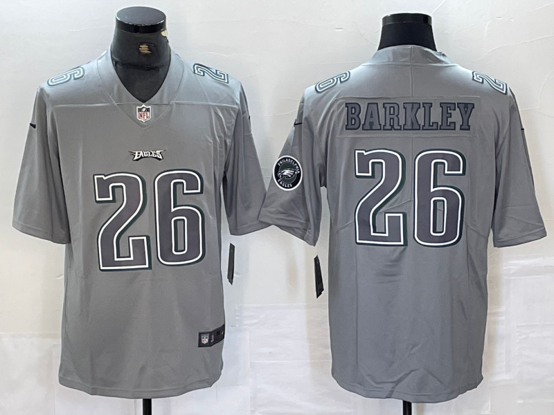 Men's Philadelphia Eagles Saquon Barkley #26 Gray Atmosphere Fashion Game Jersey