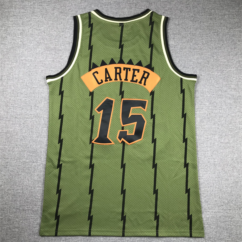 Men's Toronto Raptors Vince Carter #15 Army Green 1998-99 Hardwood Classics Swingman Jersey