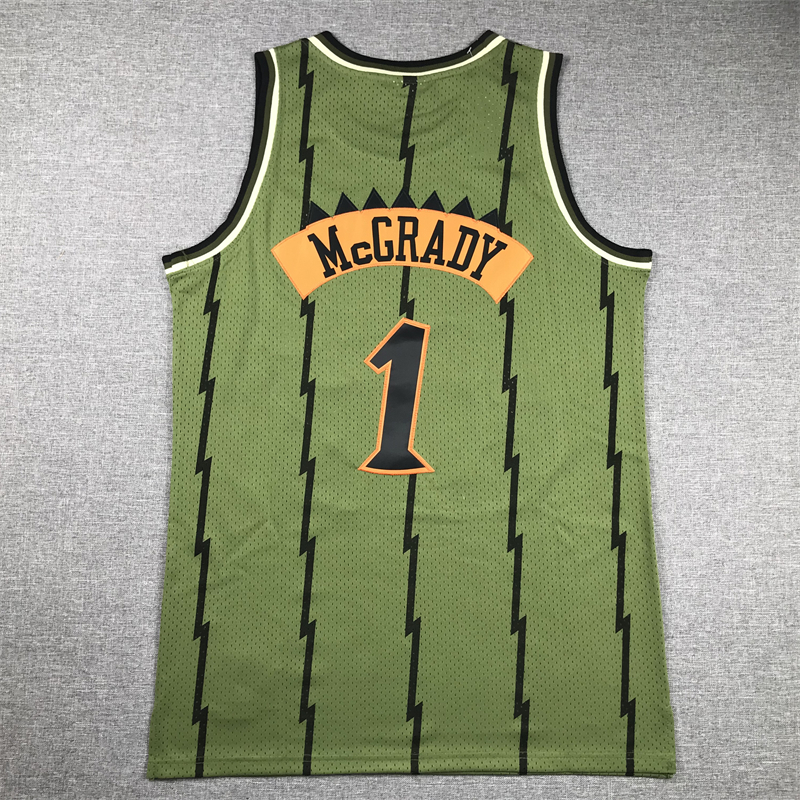 Men's Toronto Raptors Tracy McGrady #1 Army Green 1998-99 Hardwood Classics Swingman Jersey