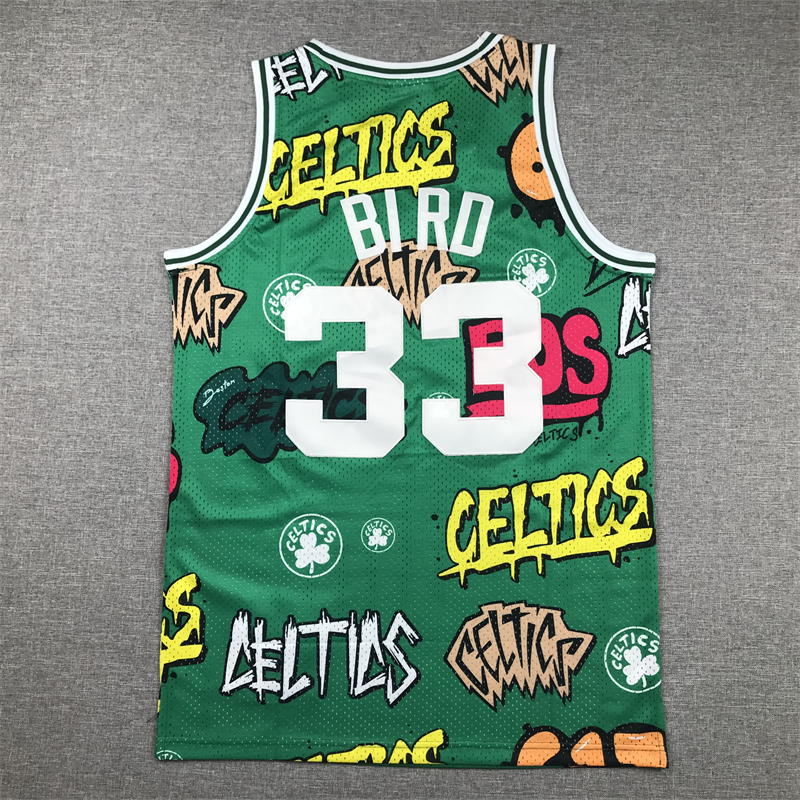 Men's Boston Celtics Larry Bird #33 Green Swingman Graffiti Edition Jersey