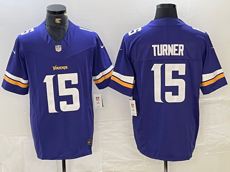 Men's Minnesota Vikings Dallas Turner #15 Purple Player Game Jersey