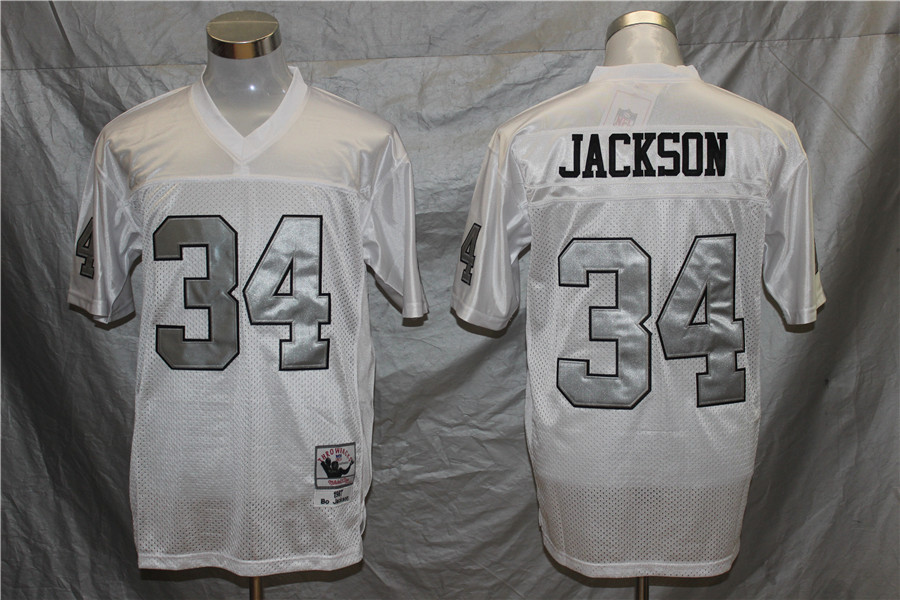 Men's Oakland Raiders Bo Jackson Mitchell & Ness White Legacy Replica Player Jersey