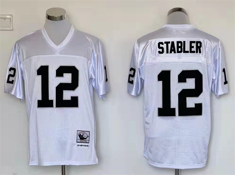 Men's Oakland Raiders Ken Stabler Mitchell & Ness White Legacy Replica Jersey