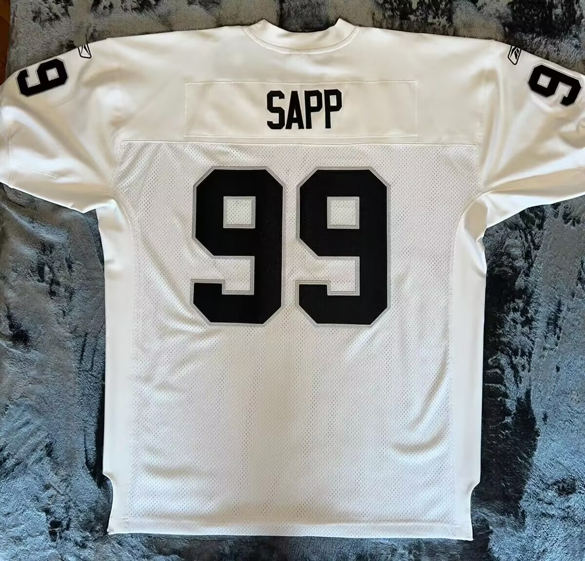 Men's Oakland Raiders Warren Sapp Mitchell & Ness White Legacy Replica Jersey