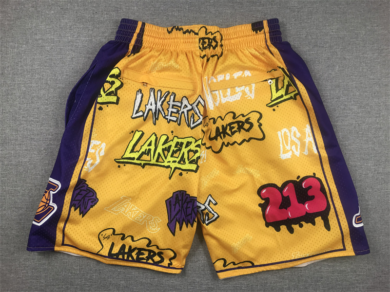 Men's Los Angeles Lakers Yellow Graffiti Edition Pocket Shorts