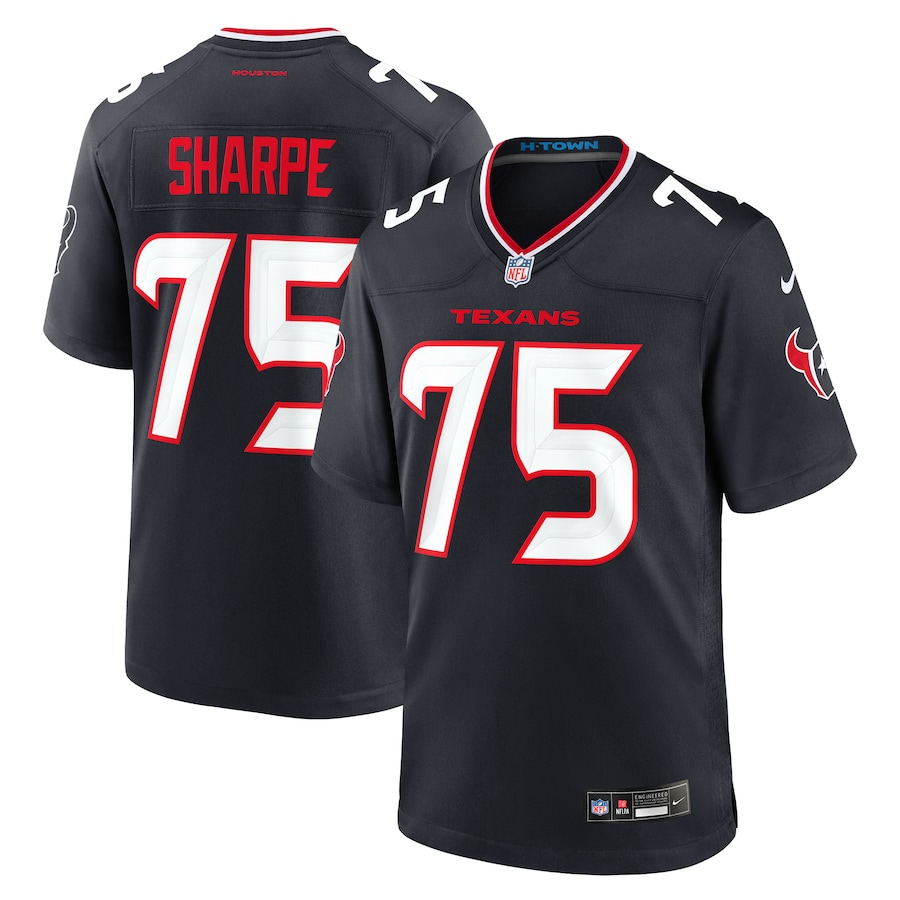 Men's Houston Texans David Sharpe #75 Navy Team Game Jersey