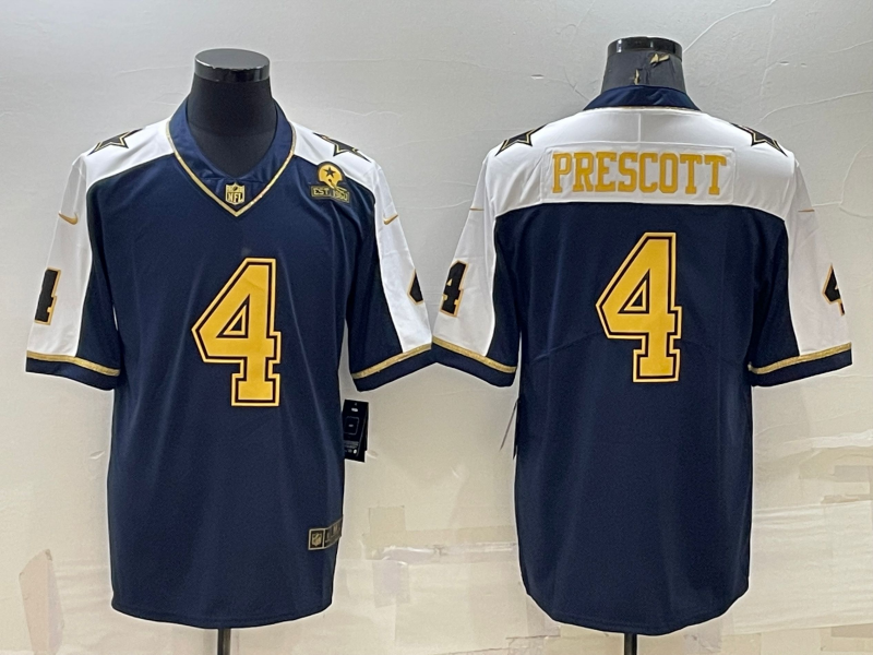 Men's Dallas Cowboys Dak Prescott #4 Navy Authentic Game Jersey