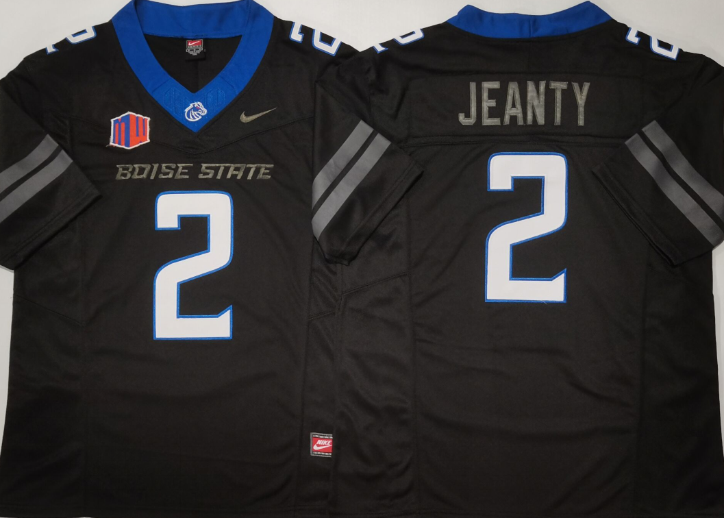 Men's Boise State Broncos Ashton Jeanty #2 Black Game Jersey