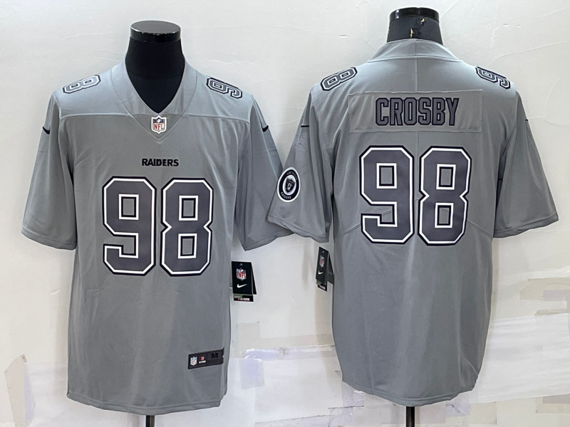 Men's Las Vegas Raiders Maxx Crosby #98 Gray Atmosphere Fashion Game Jersey