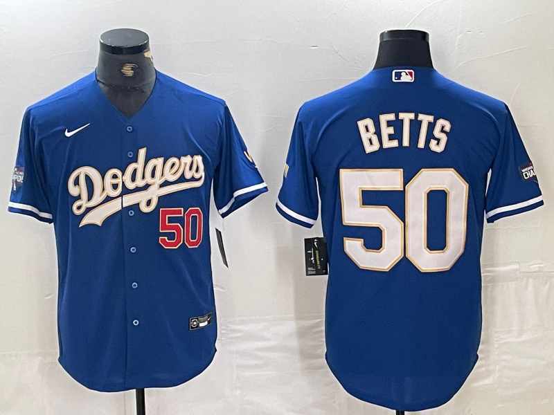 Men's Los Angeles Dodgers Mookie Betts #50 Blue Game Jersey