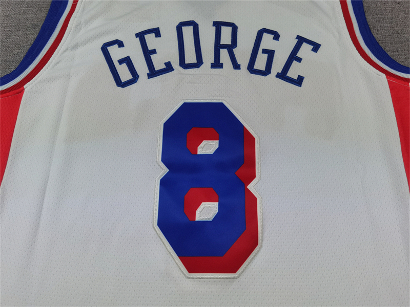 Men's Philadelphia 76ers Paul George #8 White Swingman Jersey - Association Edition