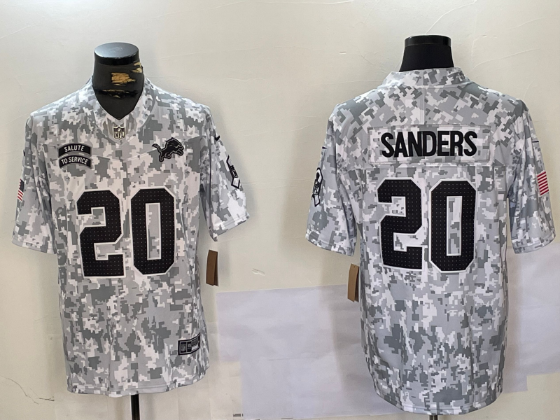 Men's Detroit Lions Barry Sanders #20 Arctic Camo 2024 Salute to Service Retired Player Limited Jersey