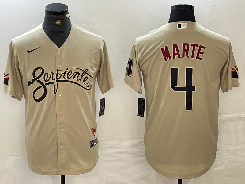 Men's Arizona Diamondbacks Ketel Marte #4 Beige Replica Baseball Jersey