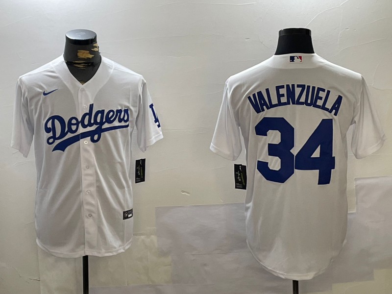 Men's Los Angeles Dodgers Fernando Valenzuela #34 White Replica Baseball Jersey
