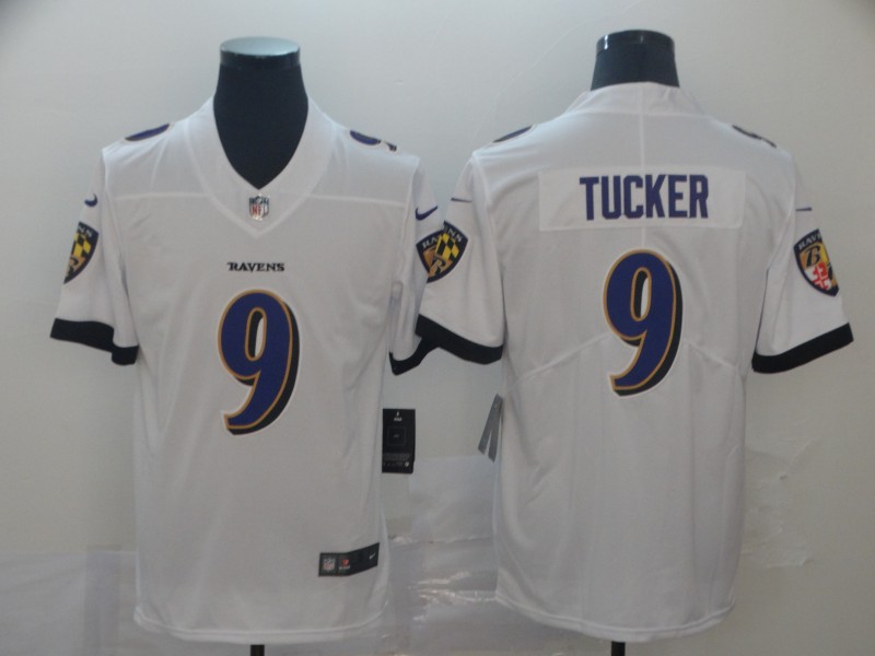 Men's Baltimore Ravens Justin Tucker #9 White Game Player Jersey