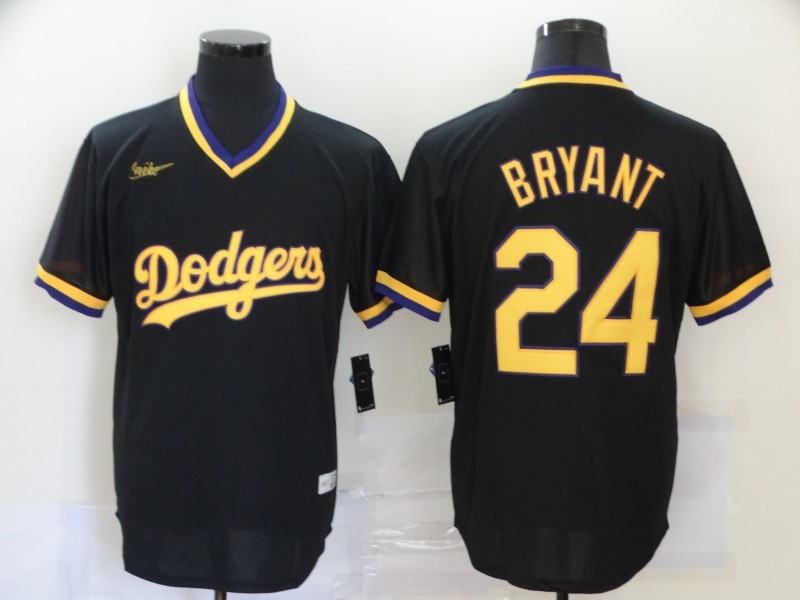Men's Los Angeles Dodgers Kobe Bryant Black Replica Baseball Jersey