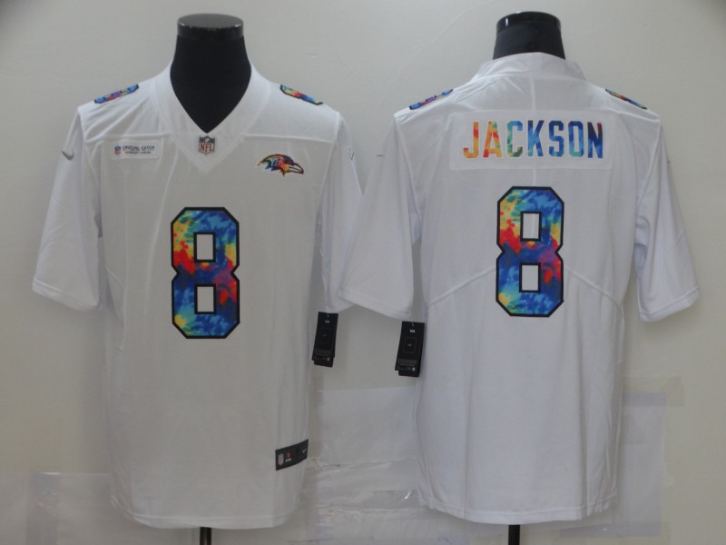 Men's Baltimore Ravens Lamar Jackson #8 White Game Player Jersey