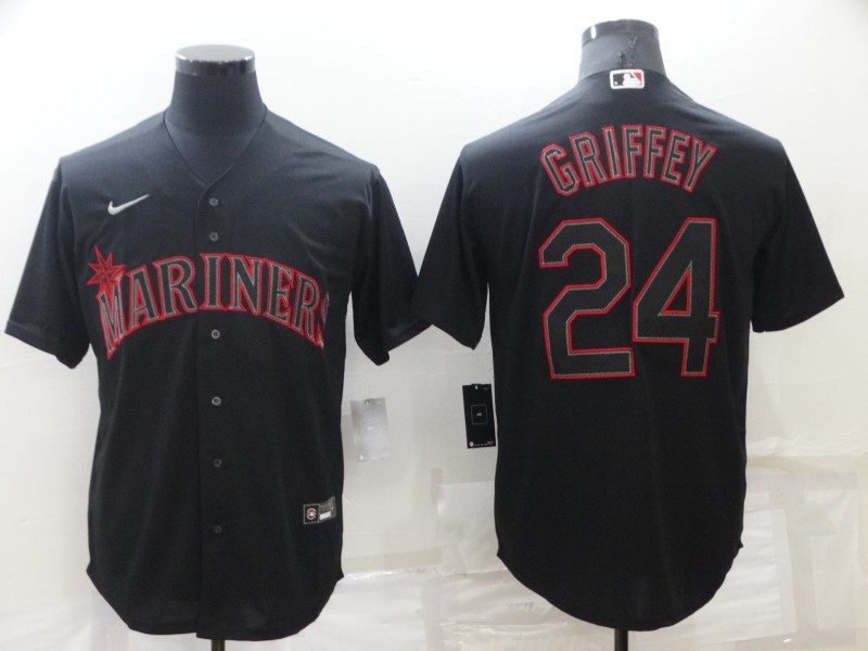 Men's Seattle Mariners Ken Griffey Jr. #24 Black Replica Baseball Jersey