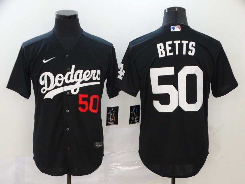 Men's Los Angeles Dodgers Mookie Betts #50 Black Stitched Jersey