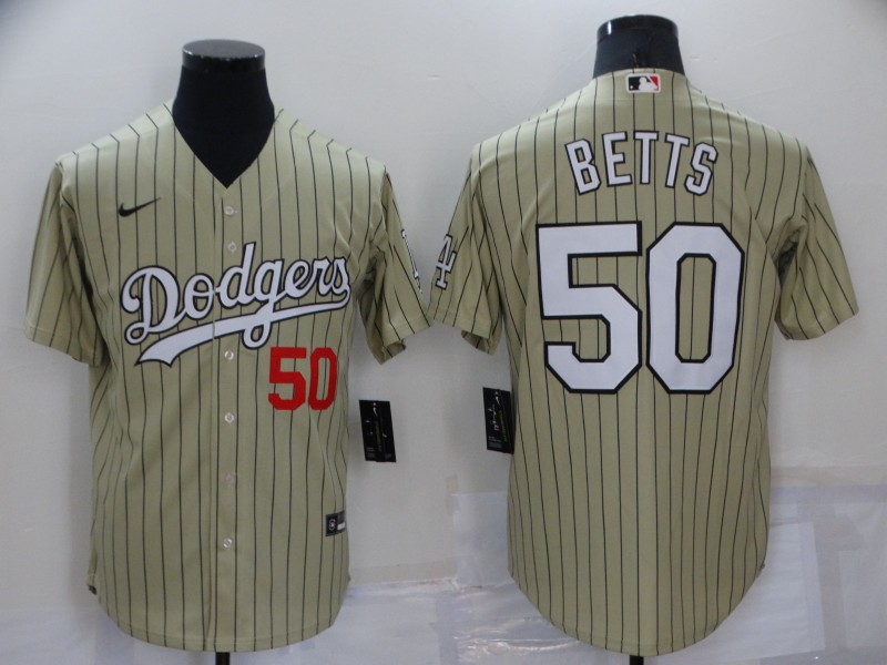 Men's Los Angeles Dodgers Mookie Betts #50 Gold Replica Baseball Jersey