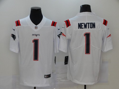 Men's New England Patriots Cam Newton #1 White Game Jersey