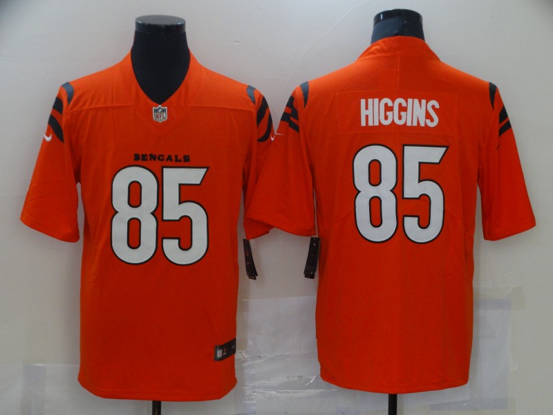 Men's Cincinnati Bengals Tee Higgins #85 Orange Game Player Jersey