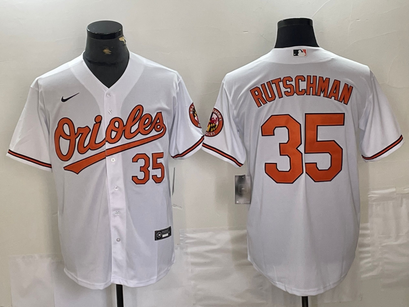 Men's Baltimore Orioles Adley Rutschman #35 White Replica Player Jersey
