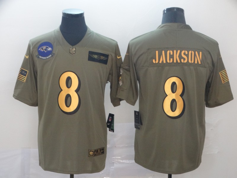 Men's Baltimore Ravens Lamar Jackson #8 Brown Alternate Game Jersey