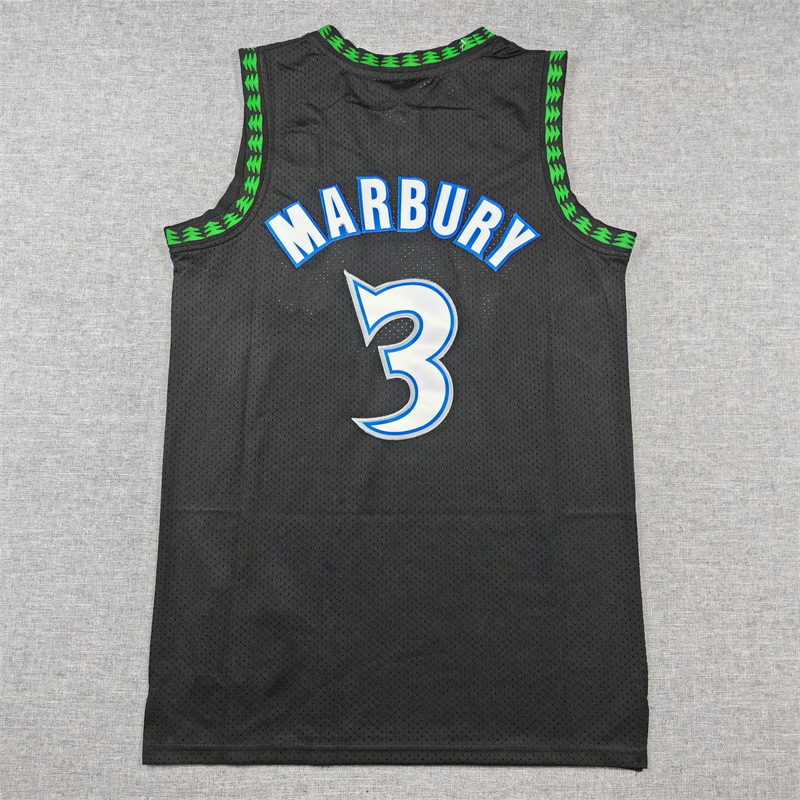 Men's Minnesota Timberwolves Stephon Marbury #3 Black 1997/98 Hardwood Classics Swingman Jersey